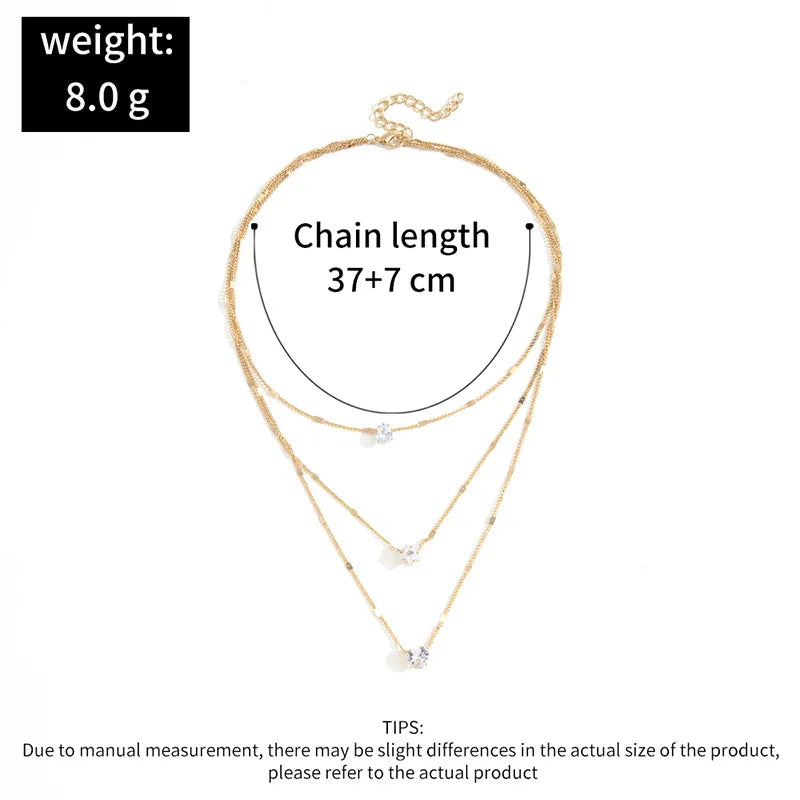 Trendy Multilayer Zircon Pendant Choker Necklace