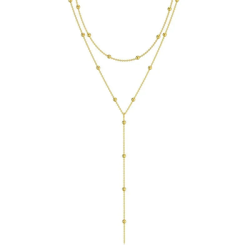 Gold Double Layer Tassel Chain Necklace