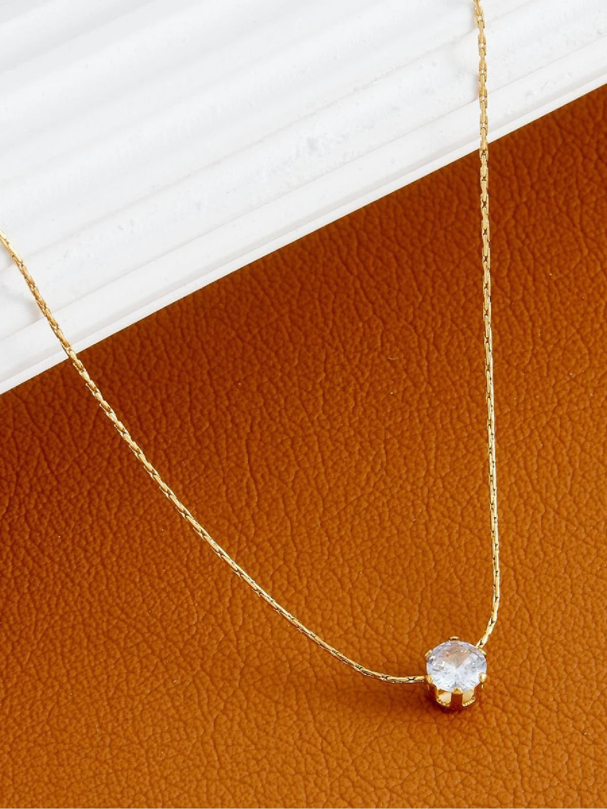 Gold Zircon Diamond Pendant Necklace