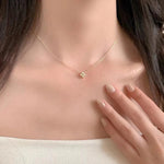 Sparkling Zircon Flower Gold Necklace