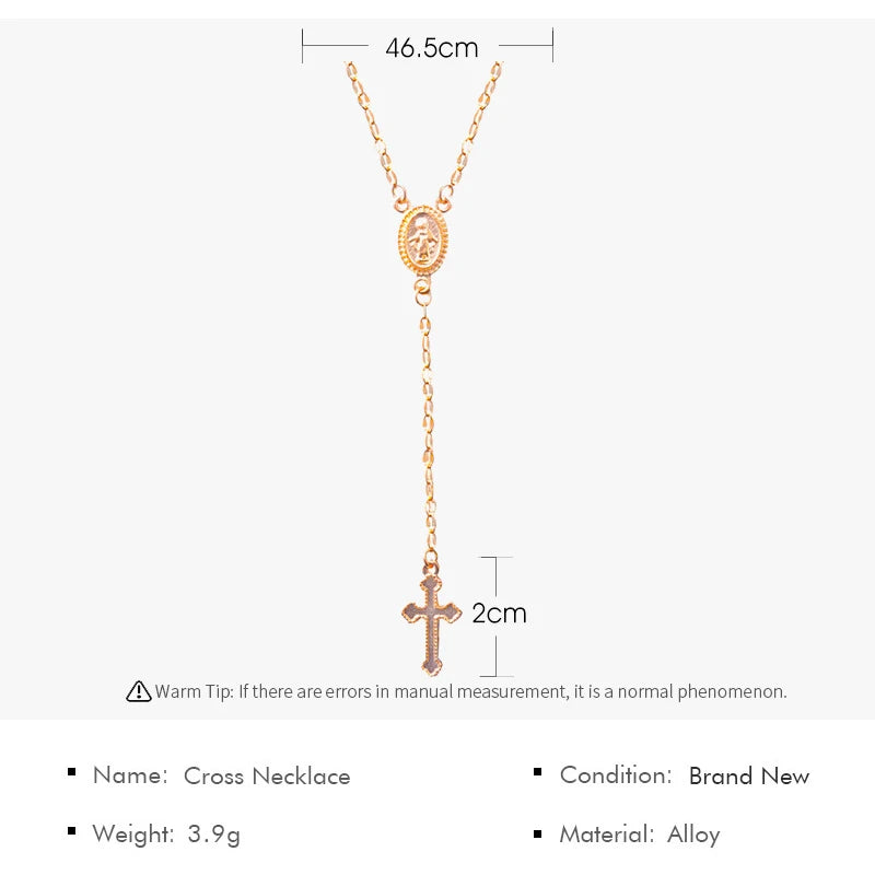 Christian Cross Rosary Choker Necklace