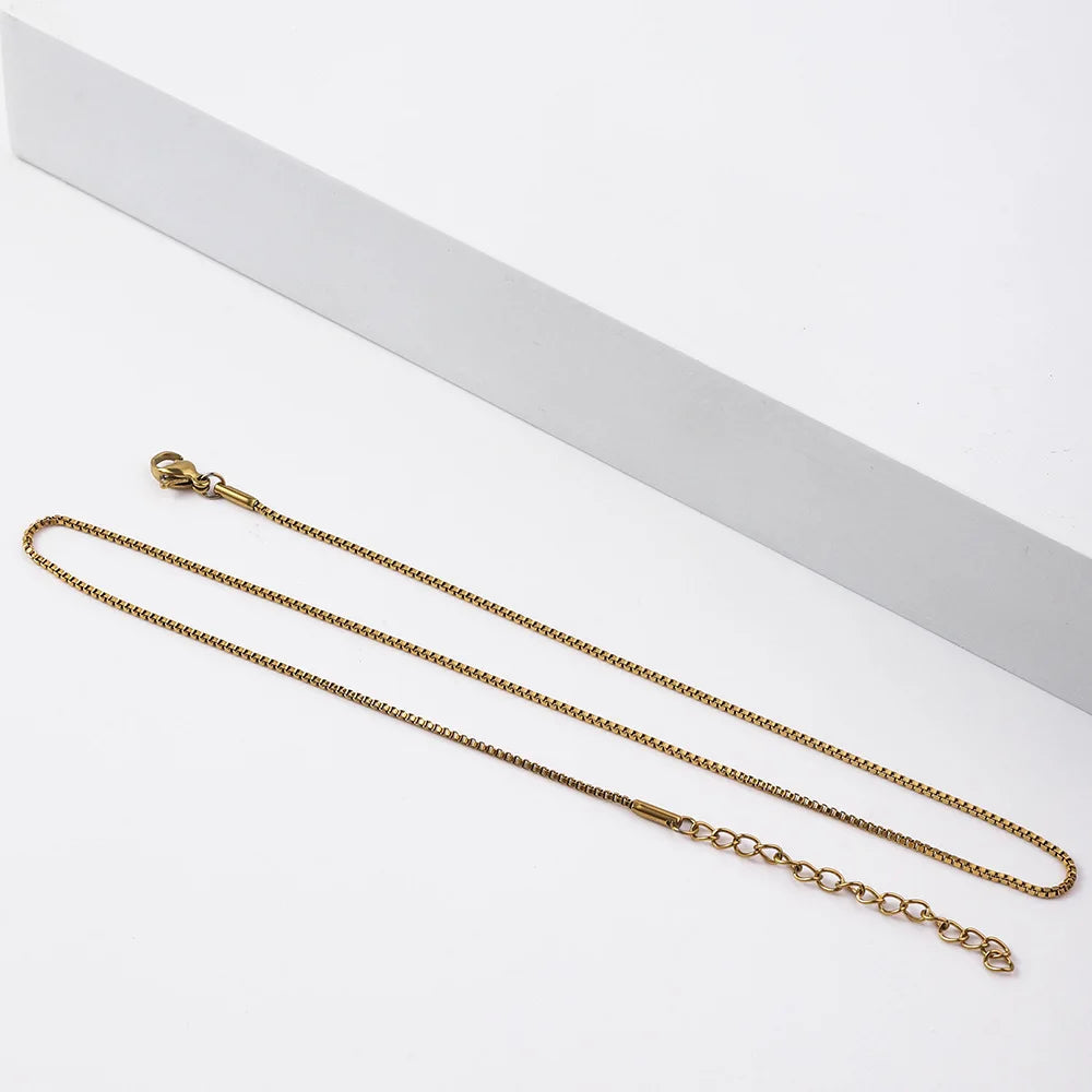 Simple Gold Box Chain Necklace