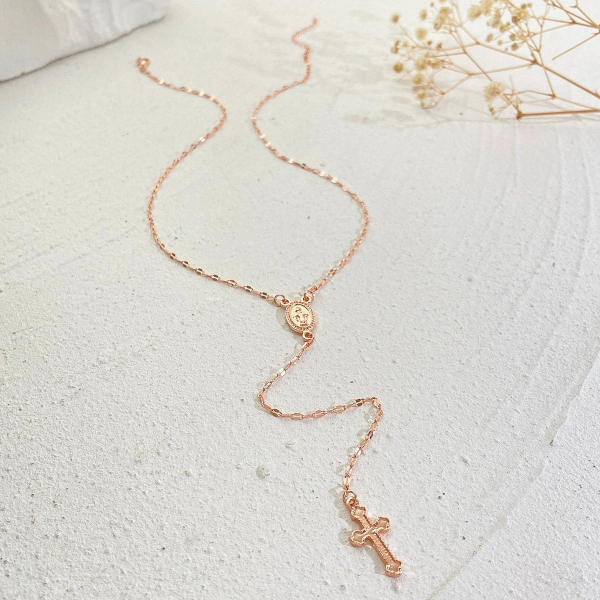 Christian Cross Rosary Choker Necklace