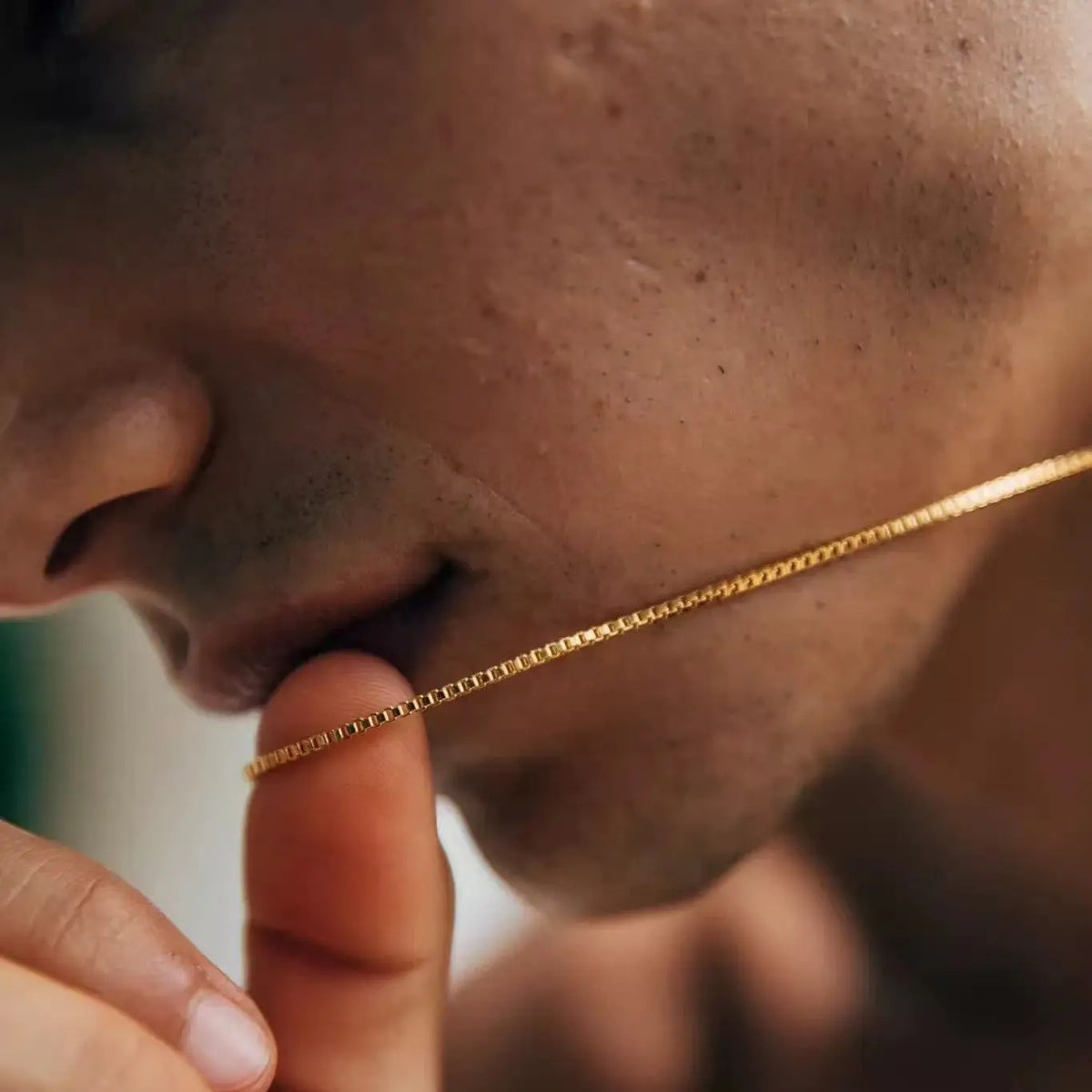 Simple Gold Box Chain Necklace