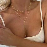 Gold Double Layer Tassel Chain Necklace