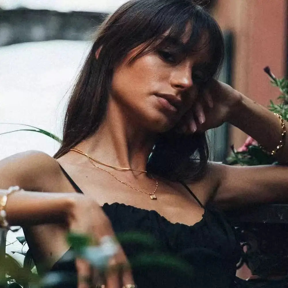 Simple Gold Box Chain Necklace